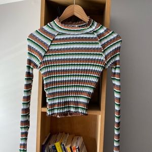 Free People long sleeve print crop top